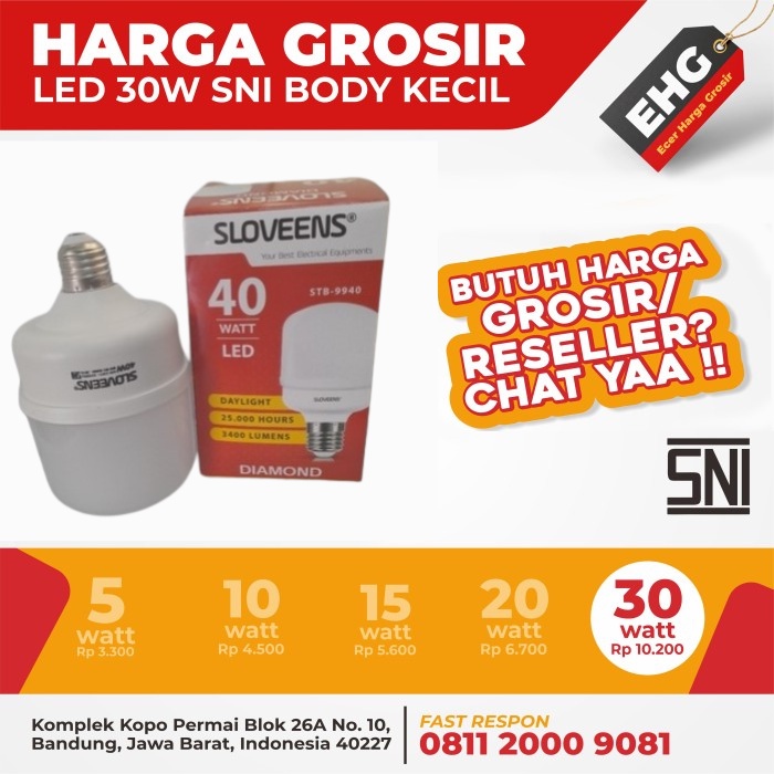 LAMPU LED BOHLAM 30W / 30 WATT BULB KAPSUL SLOVEENS
