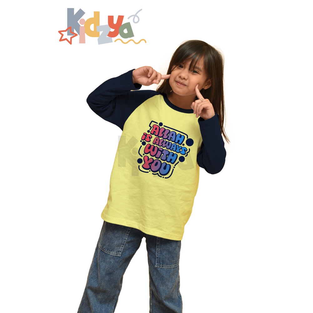 Baju Kaos Raglan Anak Muslim Panjang UNISEX - Allah is Always with You - KIDZYA