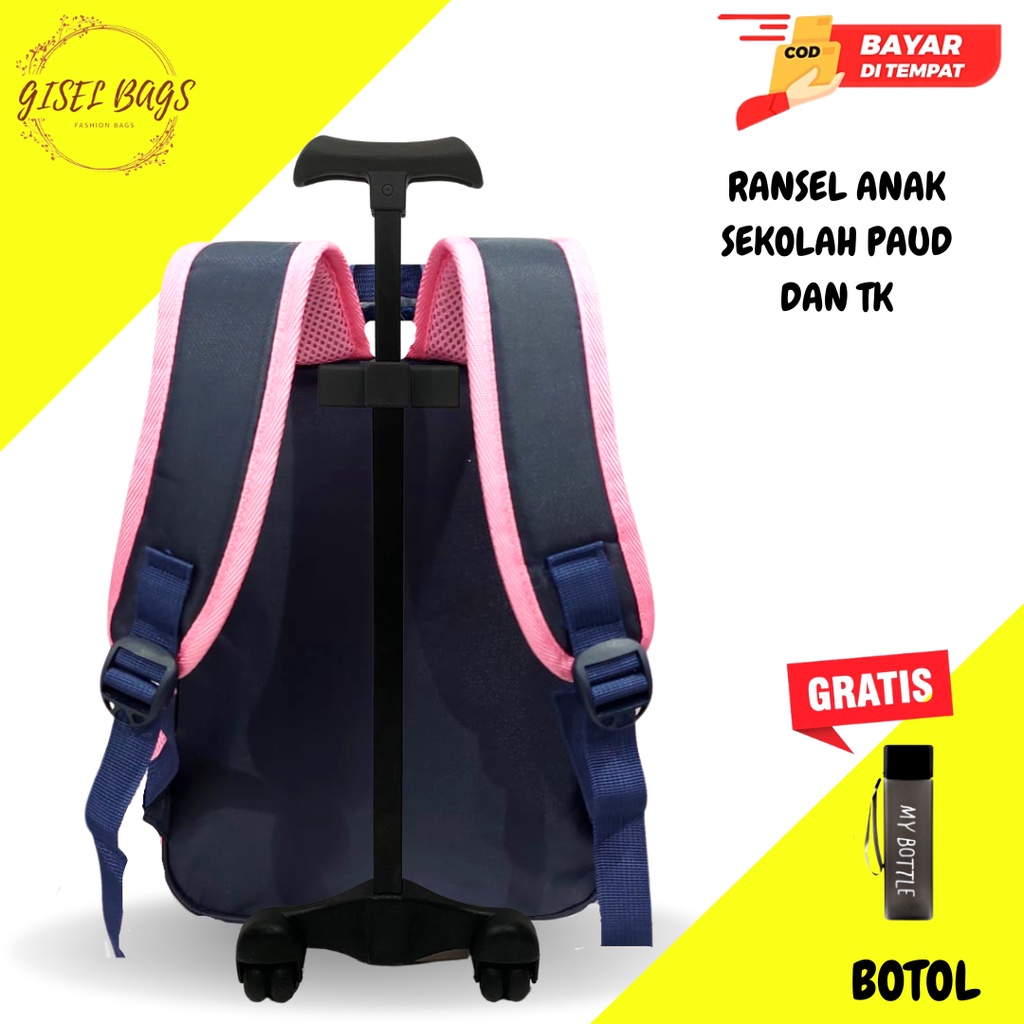 Tas trolly anak perempuan paud dan tk import karakter lucu dan unik anti air
