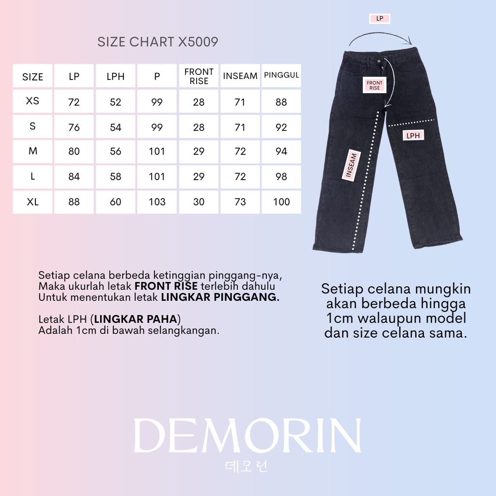 DEMORIN - Celana Jeans Wanita Baggy Highwaist Washed Black - X5009 HANNAH