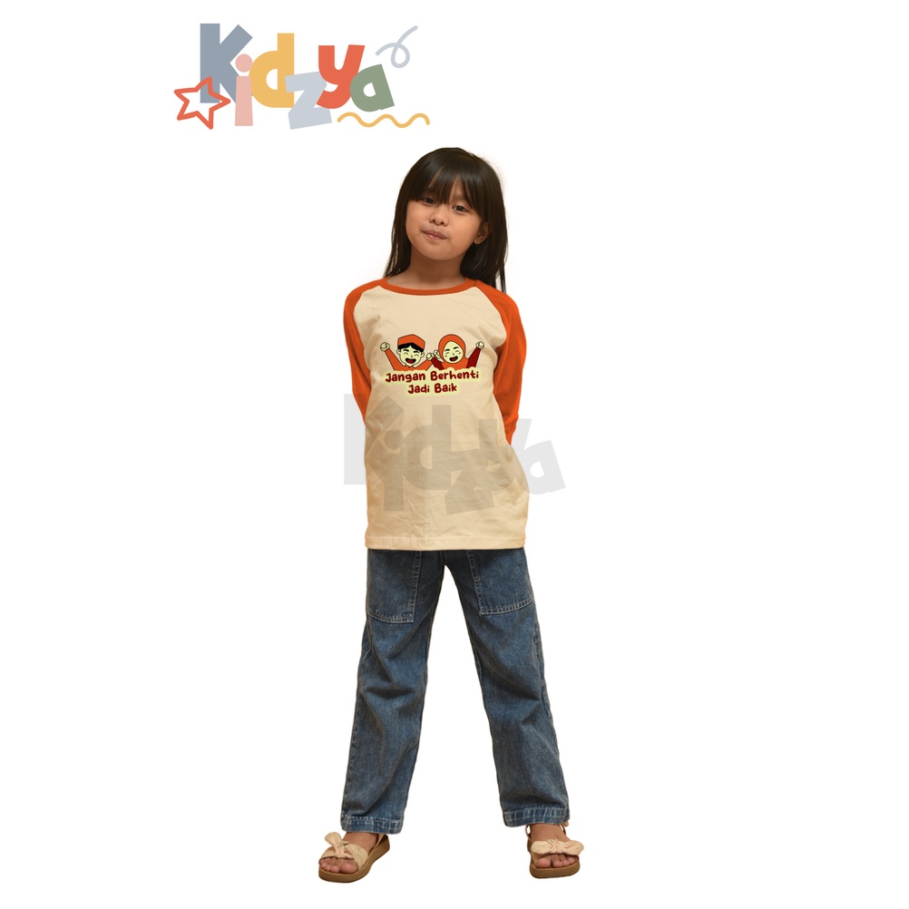 Baju Kaos Raglan Anak Muslim Panjang UNISEX - Jangan Berhenti Jadi Baik- KIDZYA