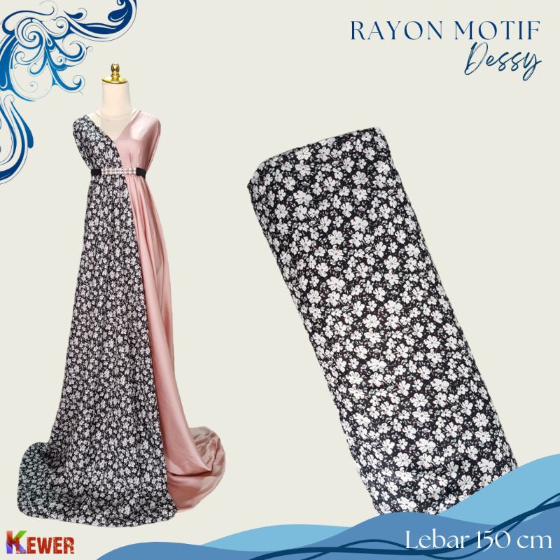 Bahan Kain Rayon Motif Dessy kain rayon halus lembut murah meteran