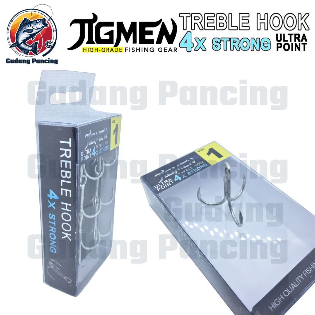 JIGMEN Treble Hook Ultralight 4x Strong Ultra Point Kail Jangkar Cabang Tiga Sangat Ringan dengan kekuatan empat kali lebih kuat dan lebih tajam kualitas terbaik material dari Jepang Harga Per Kotak