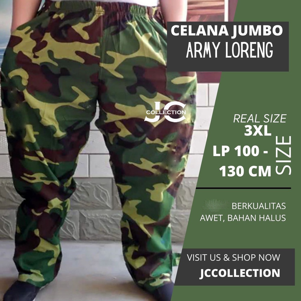 Celana Panjang Pria Jumbo Motif Army  / Jogger Army Loreng Big Size 3XL - JCCollections