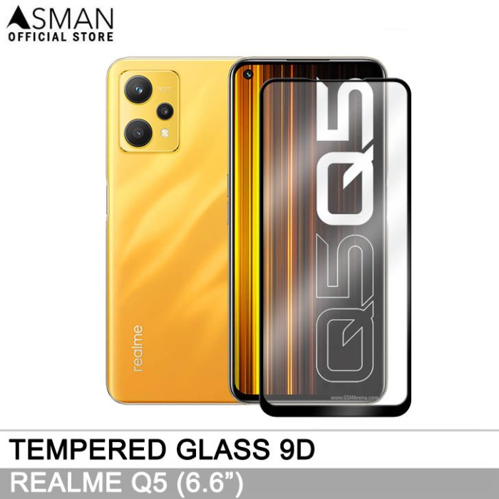 Tempered Glass Full Realme Q5 (6.6&quot;) | Anti Gores Kaca - Hitam