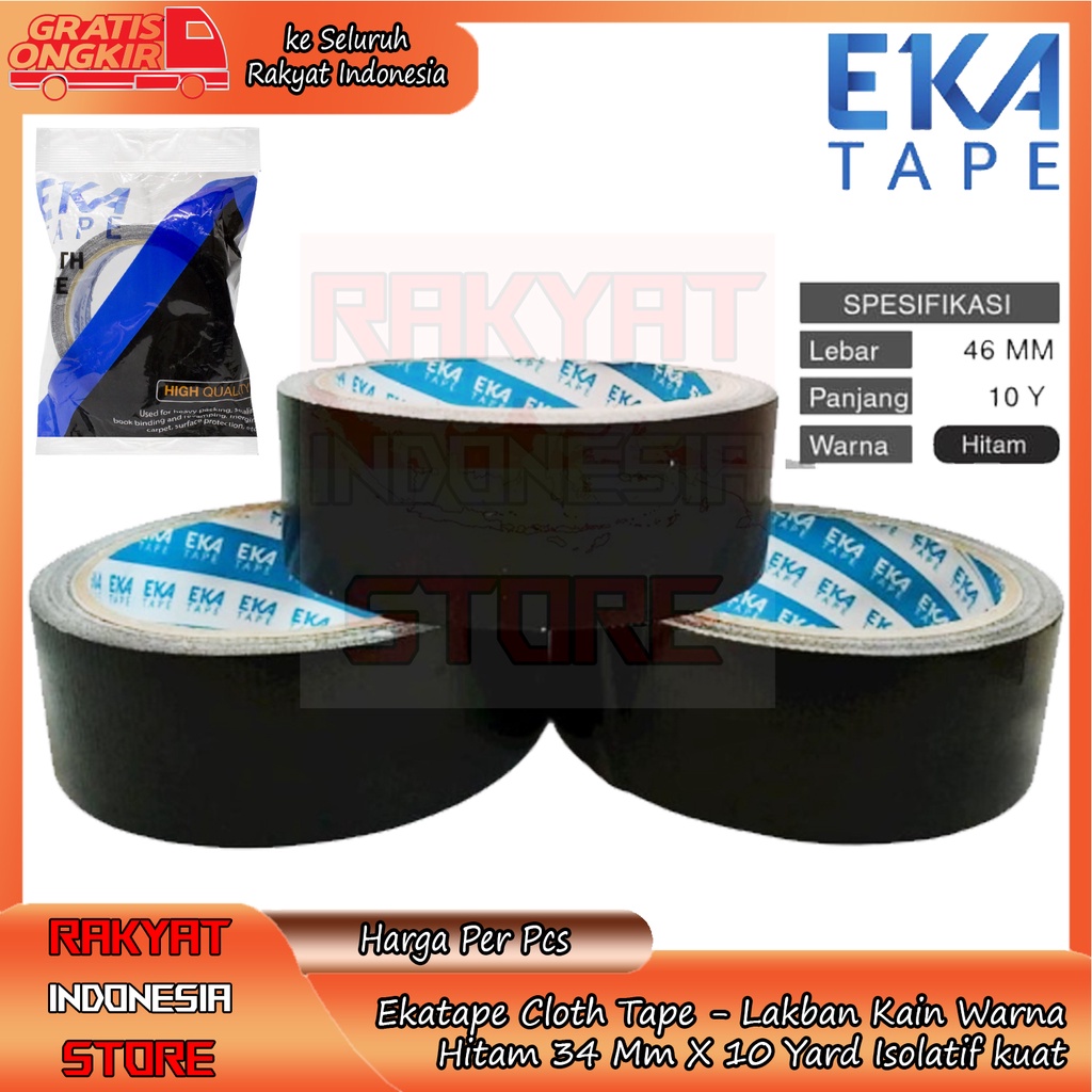 

ISOLASI EKATAPE CLOTH TAPE - LAKBAN KAIN WARNA HITAM BLACK 34 MM X 10 YARD ISOLATIF PEREKAT LEM ISOLASI SELASI BAN KUAT DUCT TAPE, SOLASI, ISOLASI, SOLASI BAN, ATAUPUN SOLATIP KARGO PENUTUP BARANG PERALATAN BOCOR