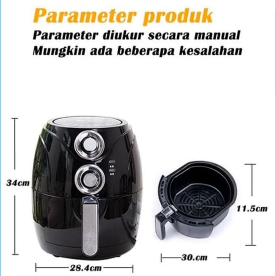 Polkadope x HAN RIVER Air fryer/Airfryer Menggoreng tanpa minyak mesin Penggoreng - Hitam