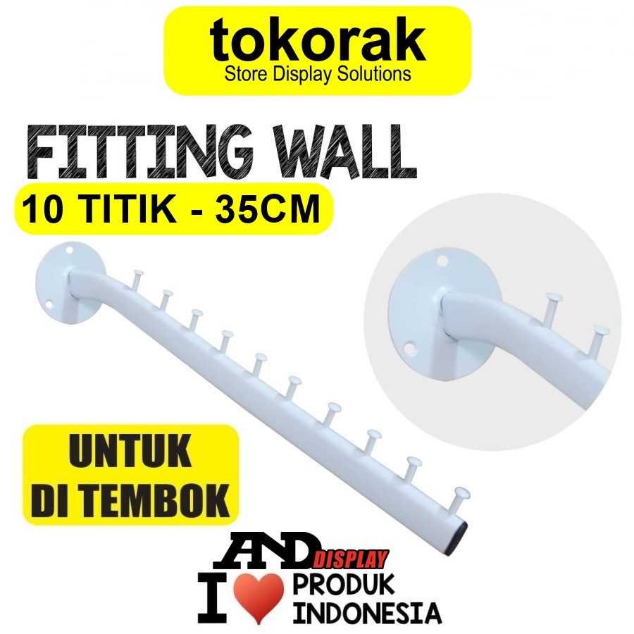 GANTUNGAN BAJU FW 35CM PUTIH SULING TEMPEL TEMBOK 10TITIK ANDDISPLAY