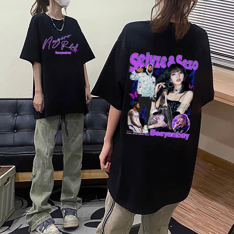 EUNII T-shirt Lengan Pendek Vintage Lisa Same Style Korean Style/Kaos Atasan Wanita/Baju Kaus Oversize Wanita/Kaos Wanita