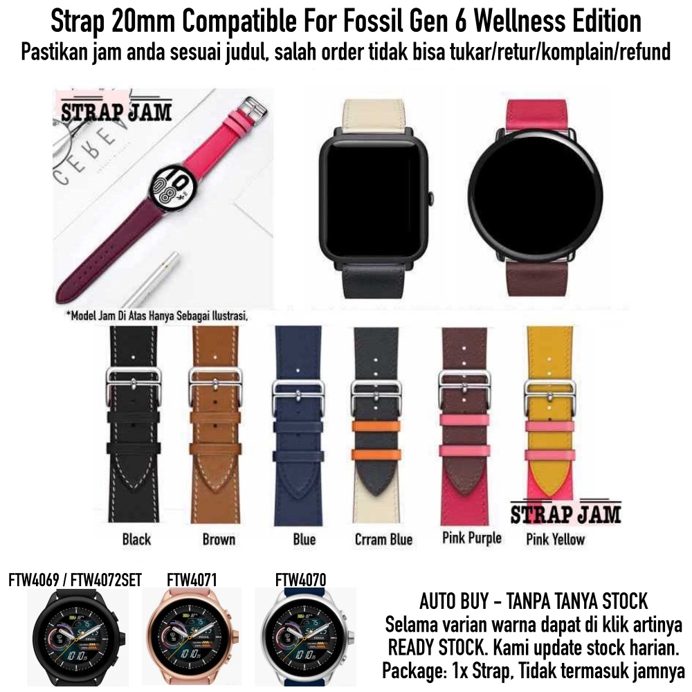 Tali Jam 20mm Strap F0ssil Gen 6 Wellness Edition - Fashion Kulit Penuh Gaya