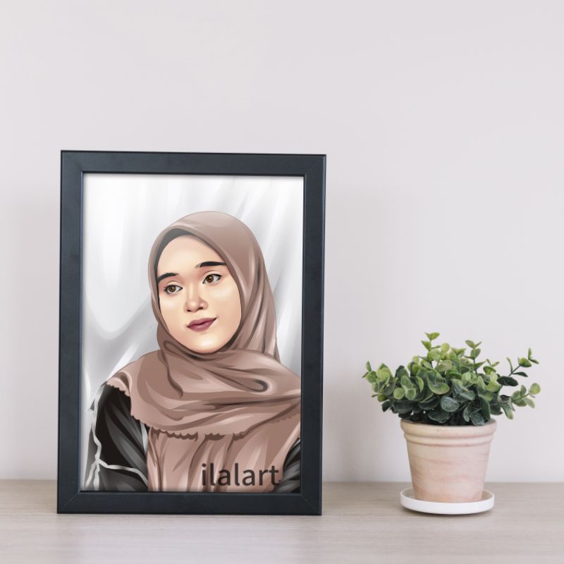 Kado Ulang tahun, wisuda, wedding, dll. Jasa Lukis pensil, vectorart, vexelart + FRAME 10R/A4/11R