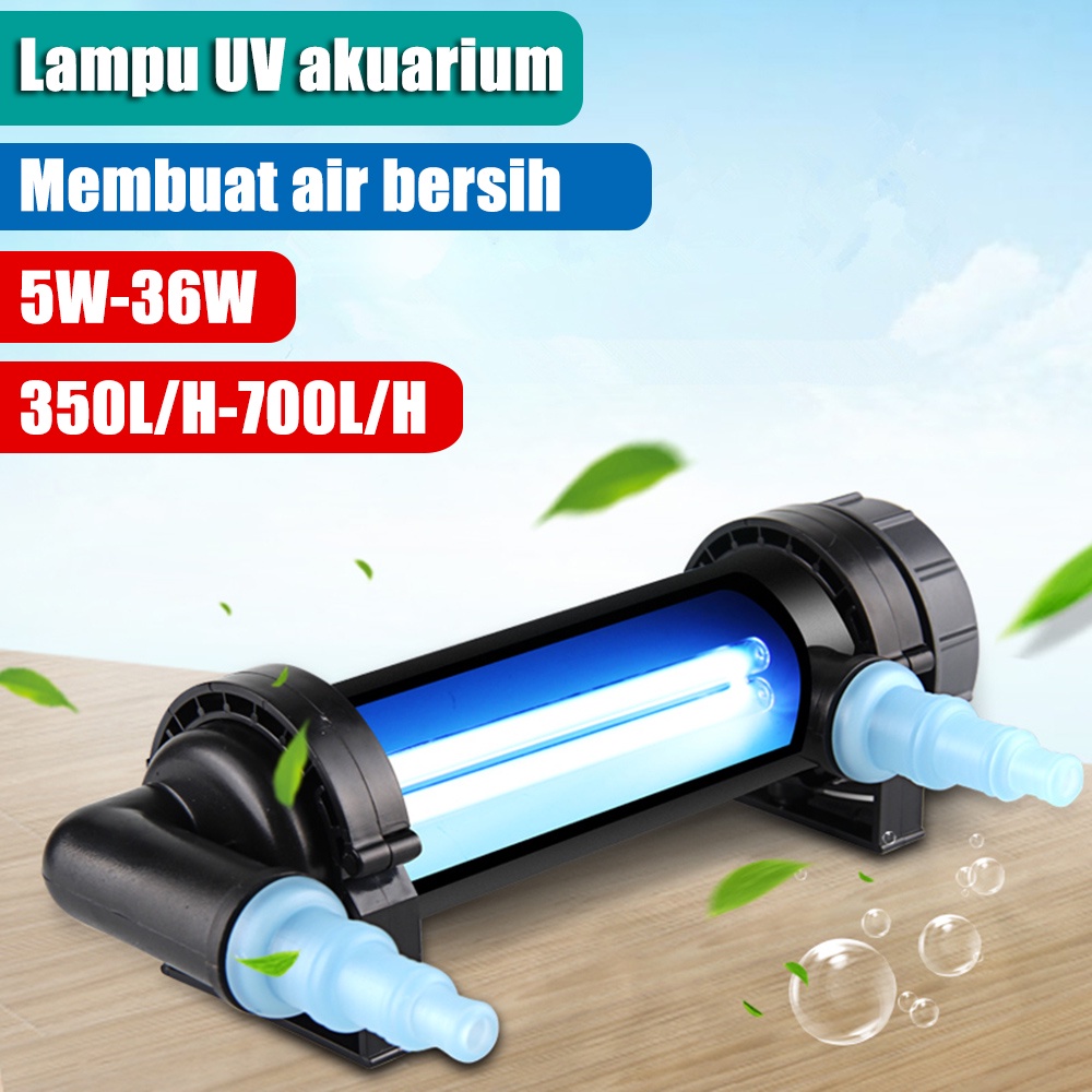 5W ~ 36W Akuarium Lampu UV Filter Eksternal Pembersih Alga untuk Kolam Akuarium Tangki Ikan Klarifik