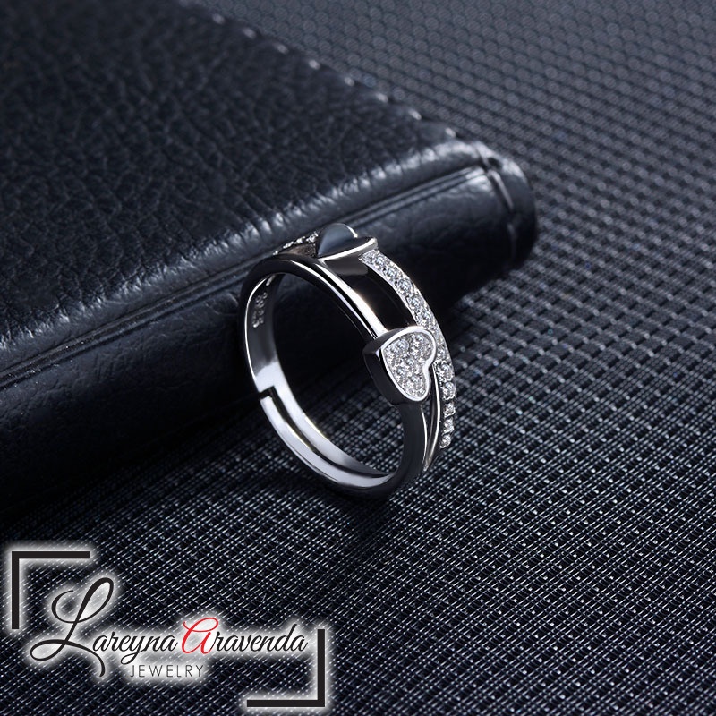 Lareyna Aravenda Cincin Wanita Silver S925 Motif Kristal Crystal Love Kupu Kupu CC007