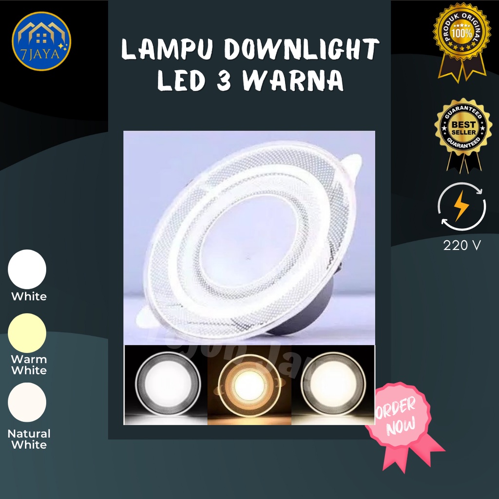 Lampu Downlight LED 3 Warna / 1 Warna