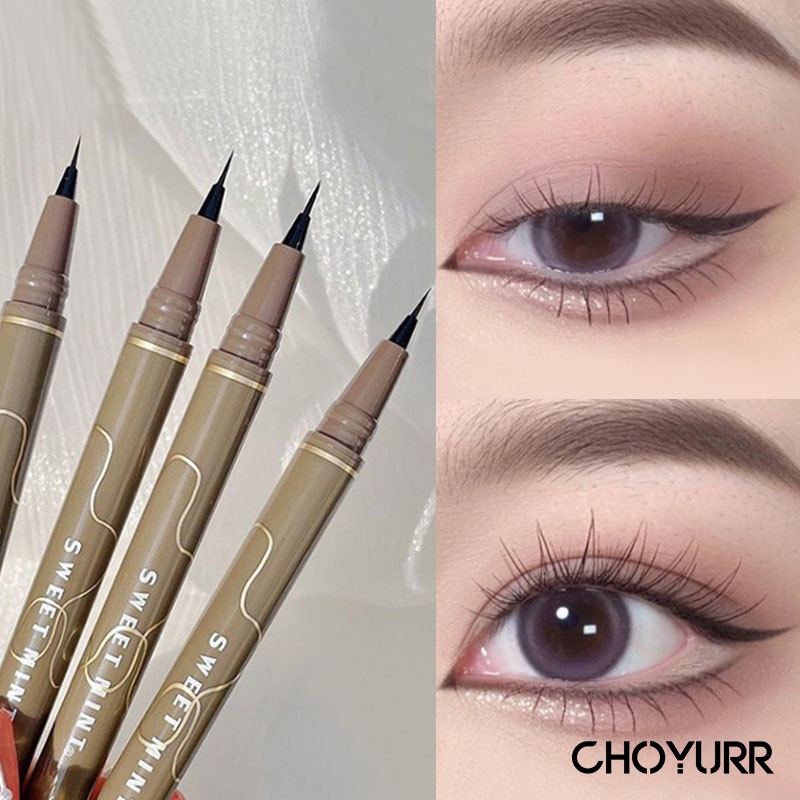 【COD】Sweetmint Slim Eyeliner Pena Ulat Sutra Berbaring Cair Tahan Air Cepat kering Eyeliner Riasan Mata Tanpa Noda-CH