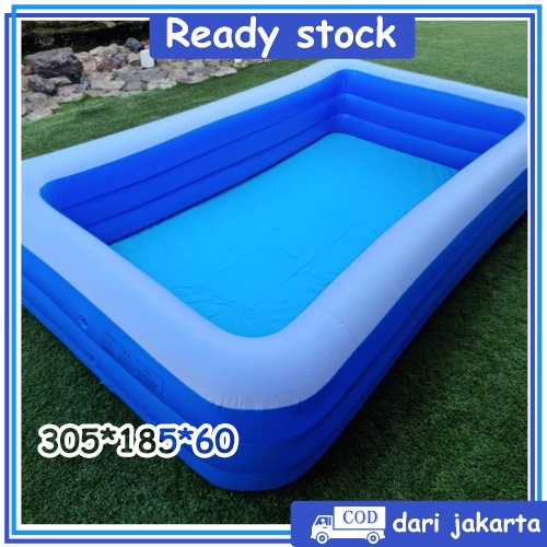 【3 ring】kolam renang anak jumbo 3 meters /Kolam renang tiup karet persegi panjang/Large children's swimming pool/kolam renang karet yang menebal/kolam renang karet