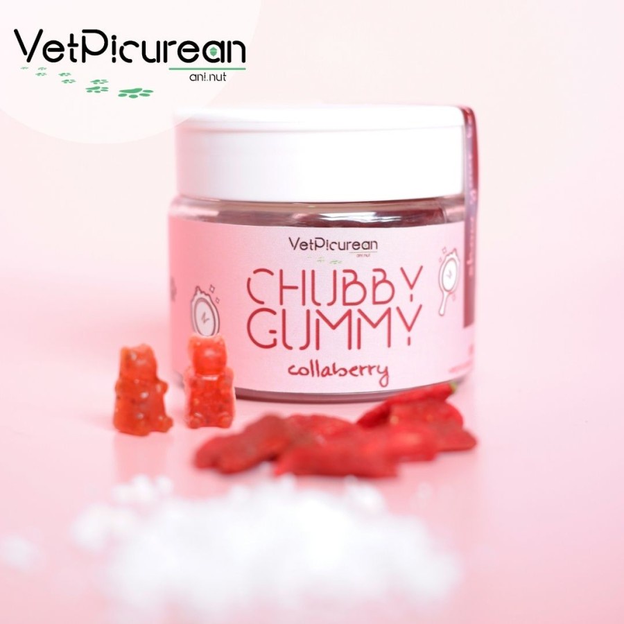 CHUBBY Gummy COLLABERRY - Vitamin Bulu Anjing Kucing (Fish Collagen / Goji Berry / VCO)