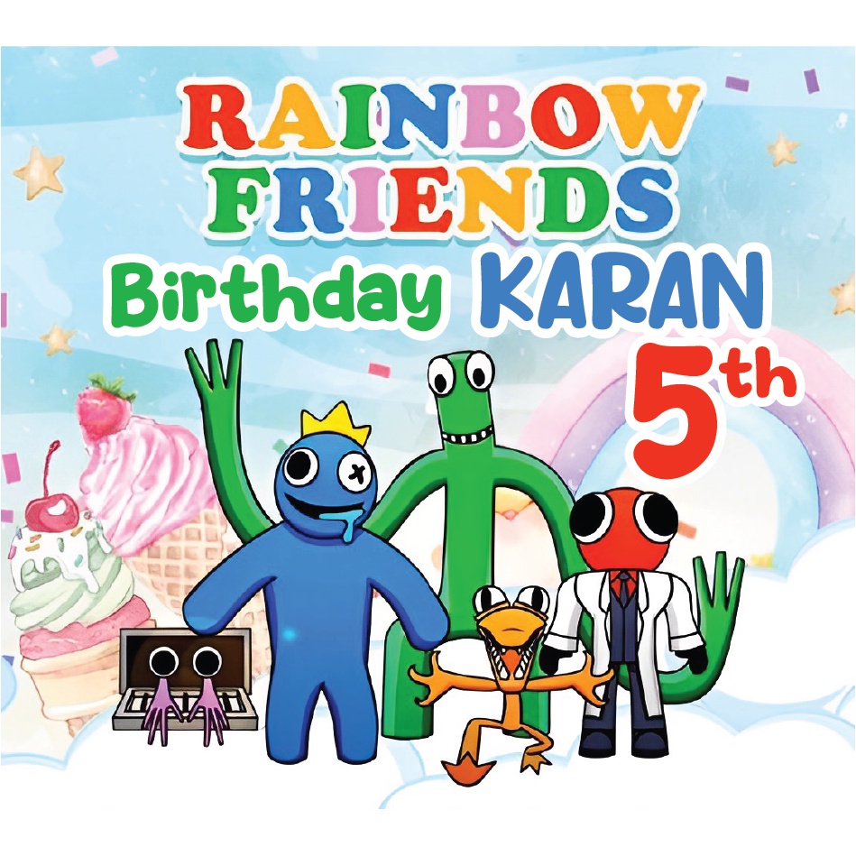 label stiker RAINBOW FRIENDS KOTAK Ulang Tahun Anak - sticker birthday party stiker hampers sticker hamper stiker bingkisan ultah