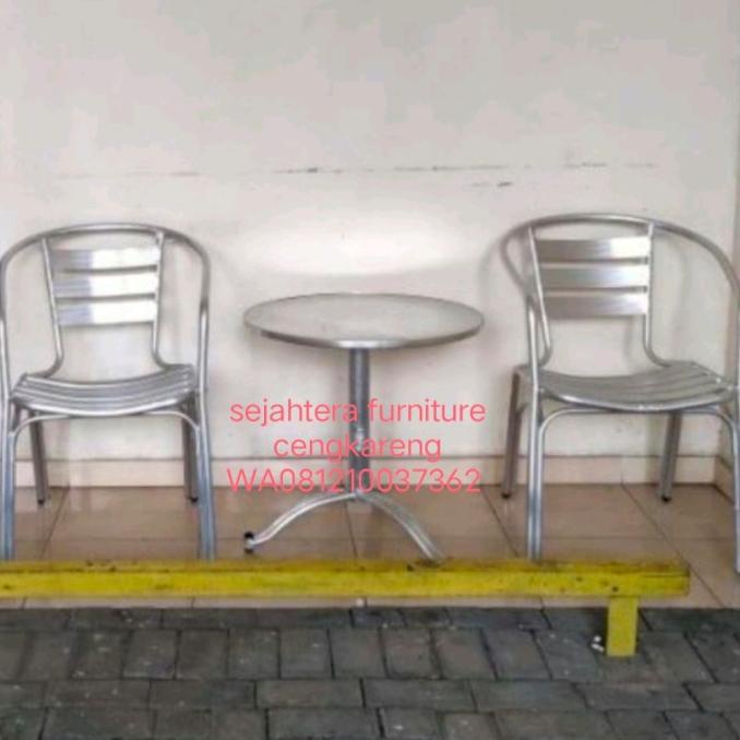 Meja Teras Set Kursi Aluminium Meja Outdoor Kursi Taman 1 Meja 4 Kursi