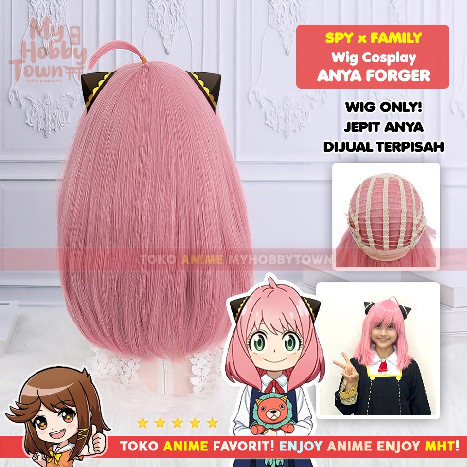 Wig Cosplay Anime Spy X Family : Anya Forger Pink - Rambut Palsu