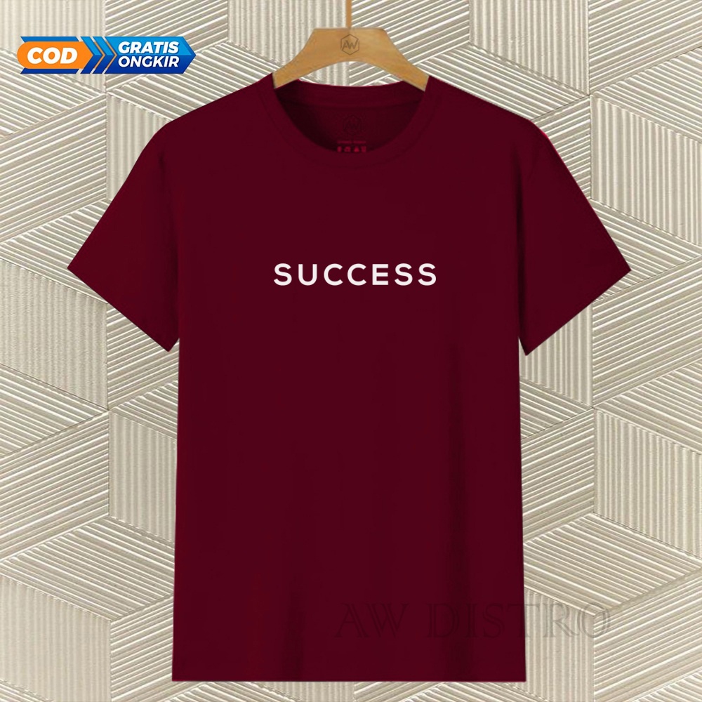 COD Baju Kaos Distro SUCCES Teks Putih Premium Quality Lengan Pendek