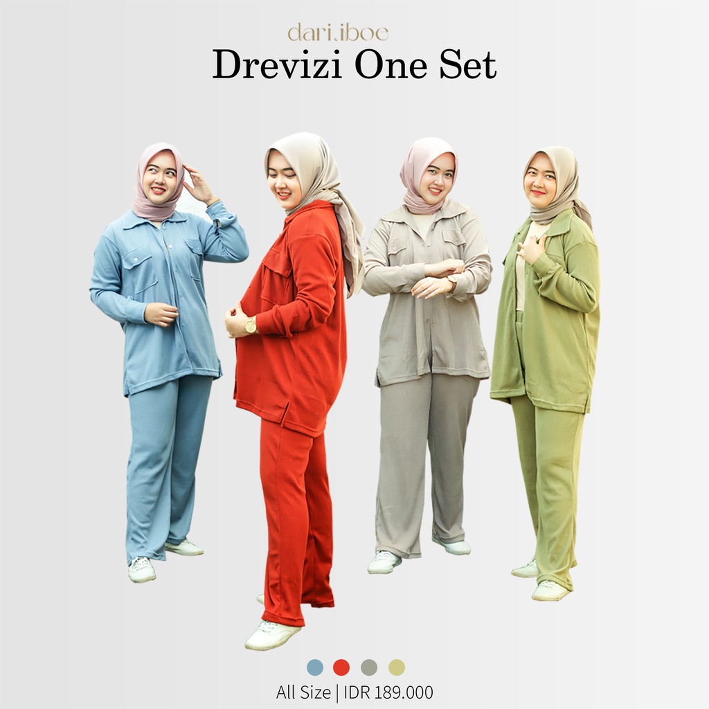 Dari iboe | One Set Waffle | baju knit | Oneset | Kemeja waffle | Baju busui | Drevizi Oneset Waffle