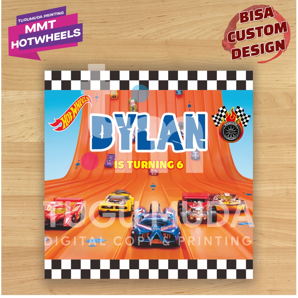 Cetak Banner|Backdrop|Spanduk Ultah/Ulang Tahun Anak-HOTWHEELS-CARS