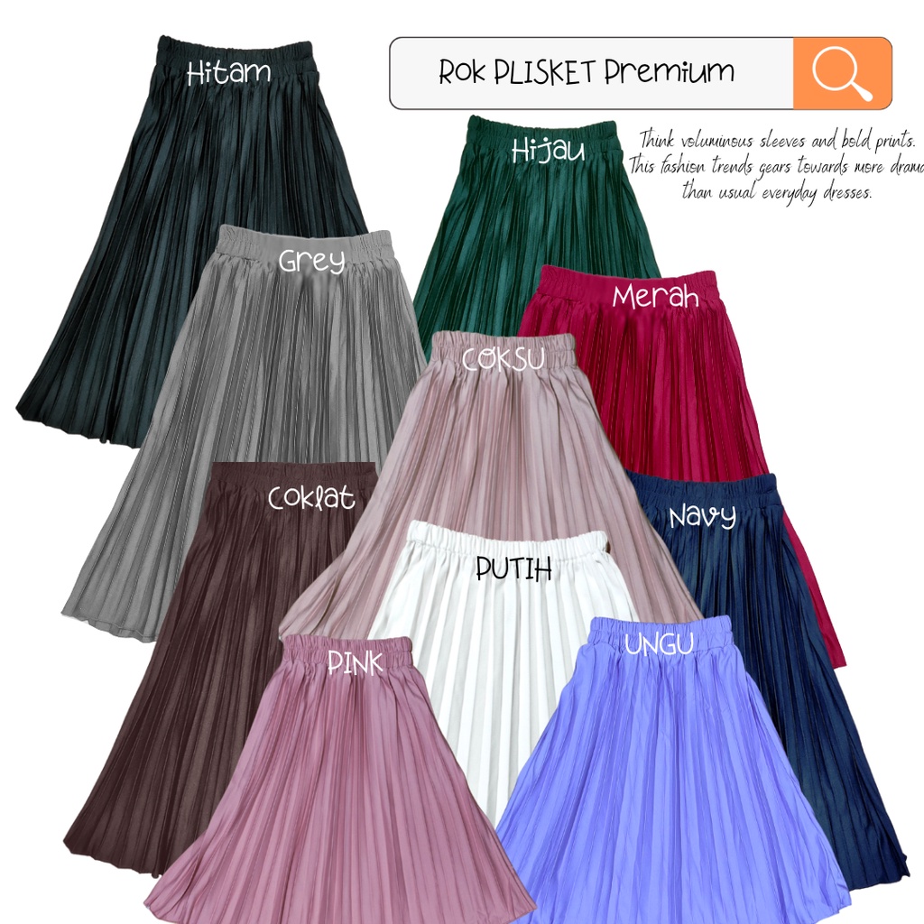 AM27 ROK PANJANG PLISKET PAYUNG Anak 1-12 thn POLOS PLEATED SKIRT MUSLIM