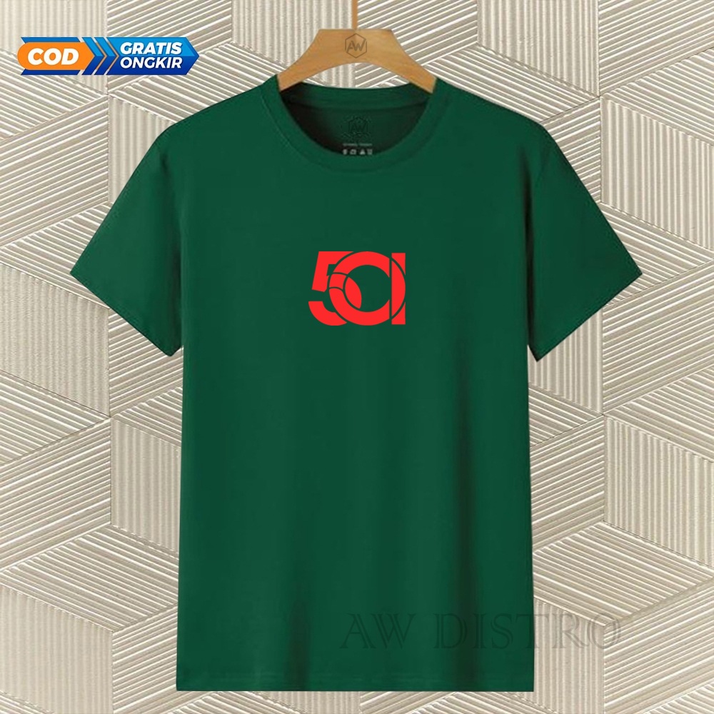 COD Baju Kaos Distro 501 Teks Merah Premium Quality Lengan Pendek