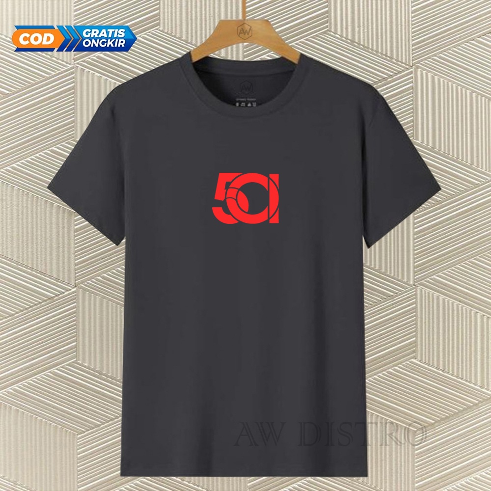 COD Baju Kaos Distro 501 Teks Merah Premium Quality Lengan Pendek