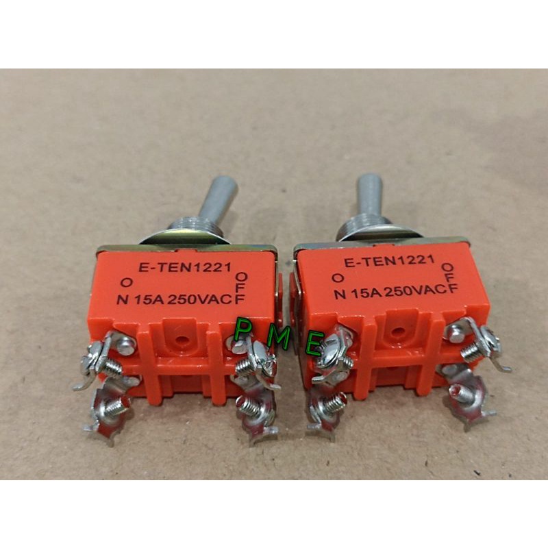 TOGGLE SWITCH BUTTON E-TEN 1221  ON-OFF  4PIN. 1PCS