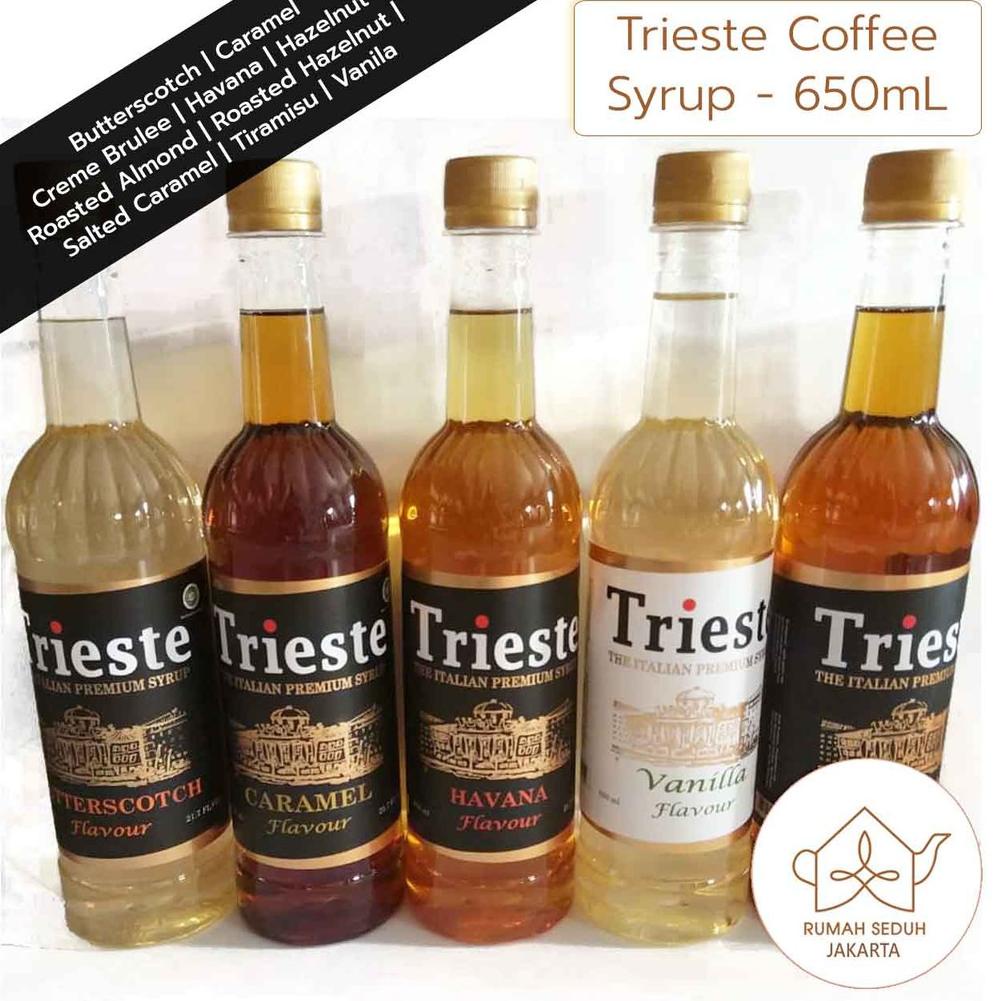 

Di⚡kon !! Trieste Italian Syrup 650 mL - Coffee Syrup : Caramel, Vanila, Rum, Hazelnut, Irish Cream, Almond