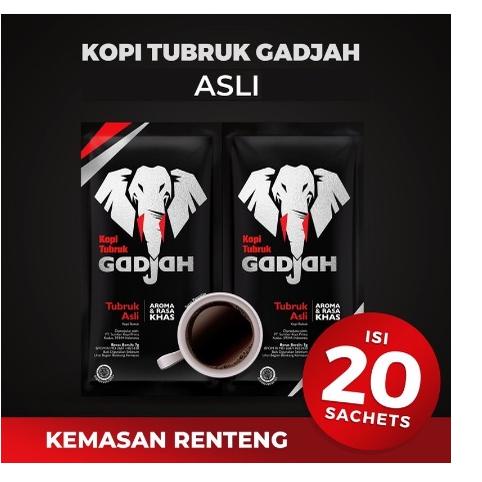 

Free Ongkir KOPI GAJAH TUBRUK / KOPI BUBUK / 1 RENCENG ISI 20 PCS/ 7G