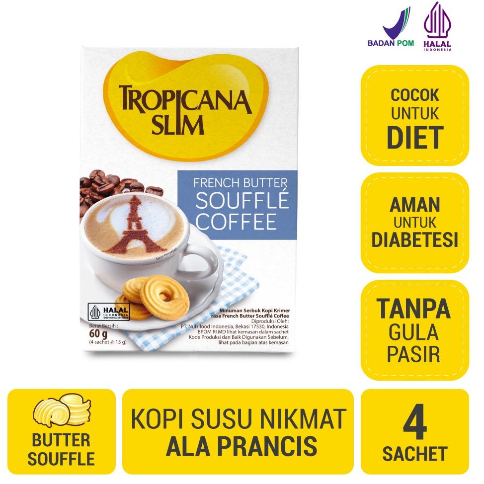 

Free Ongkir/ Tropicana Slim French Butter Souffle Coffee 4 Sachet - Kopi Susu ala Perancis Nikmat Tanpa Gula Pasir