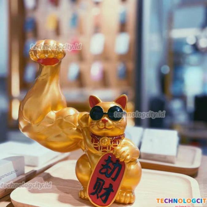 Oc193 Patung Kucing Hoki Berotot Lucky Cat Unicorn Patung Kucing Hoki