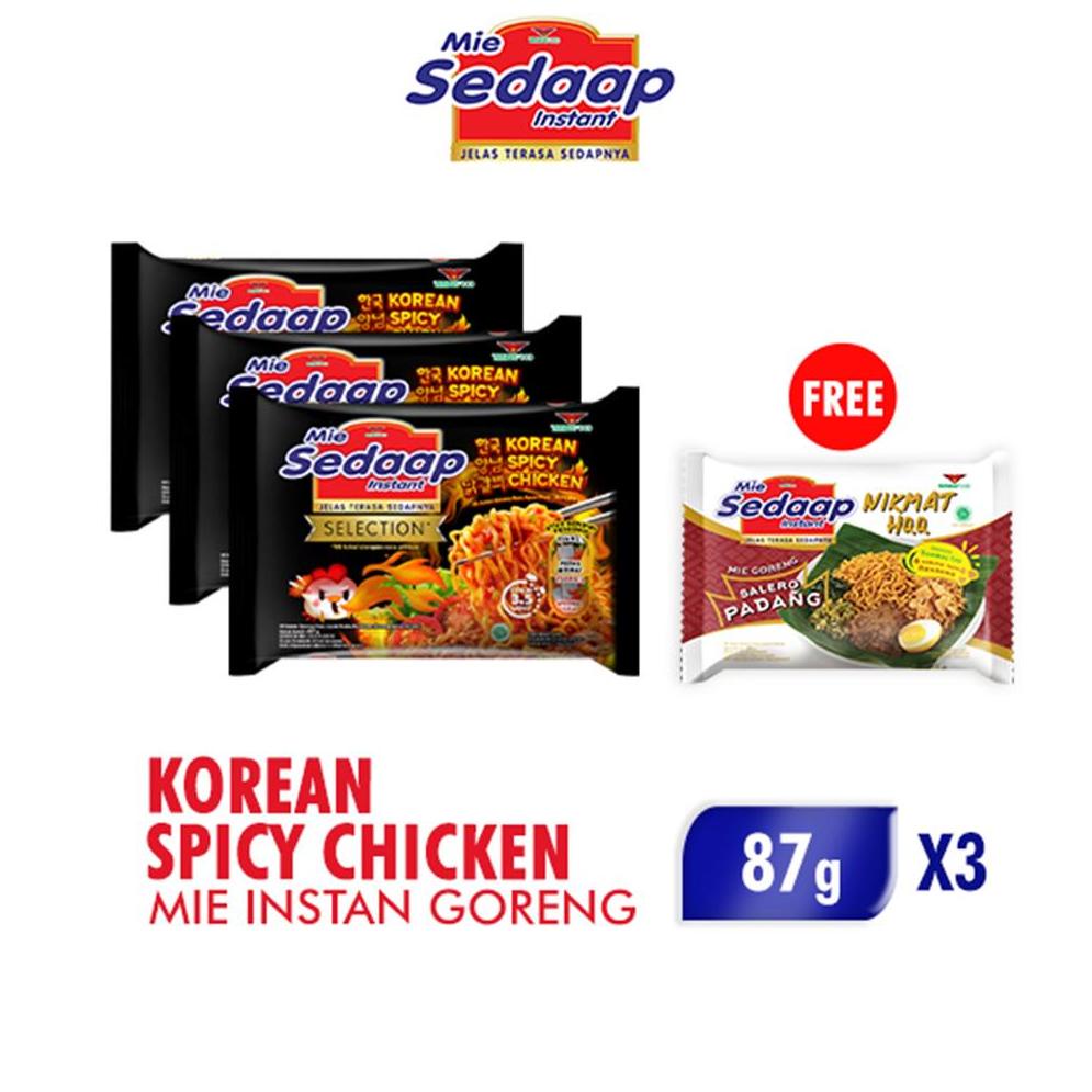 

✔✔SALE✔✔ [Buy 3 Get 1] Mie Sedaap Korean Spicy Chicken 87 Gr x 3 - Free Mie Sedaap Salero Padang