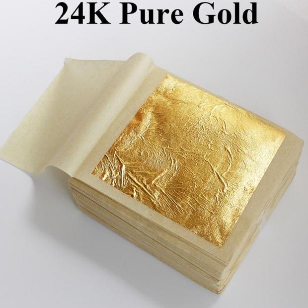 

5.5 COD Edible Gold leaf bisa dimakan 24k sise 4.3cm (70.000 isi 10 sheets)