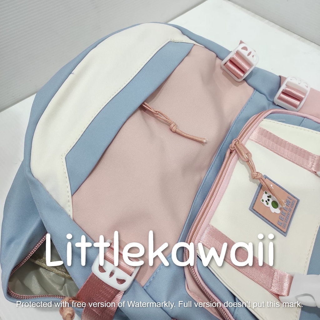 LK/Tas Ransel Laptop Backpack Sekolah Fashion Korean Style Anak Remaja Dewasa Kantong Gesper Warna Warni Kekemi Import