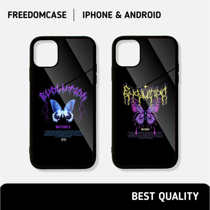 Case Hp Motif Butterfly Black Aesthetic For Iphone / Android Softcase Hardcase All Type Smartphone