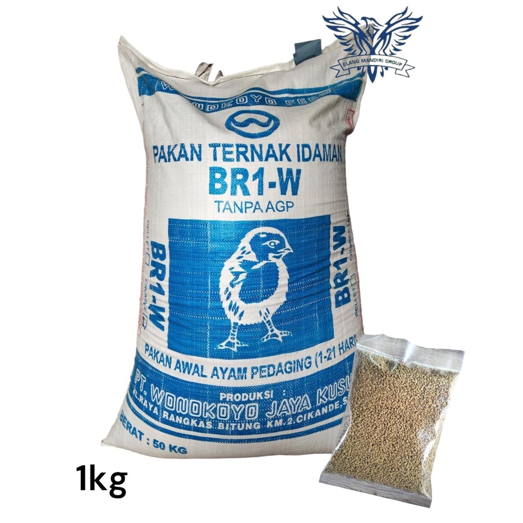 Repack 1KG BR-1 W Pur Pakan Awal Ayam Pedaging Crumble BR1 WONOKOYO JAYA KUSUMA