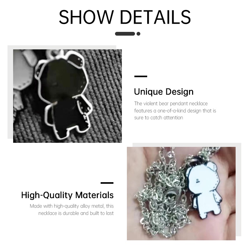 Kartun Kepribadian Kekerasan Beruang Punk Keren Kalung Hip Hop Paduan Liontin Aksesoris Untuk Priawanita