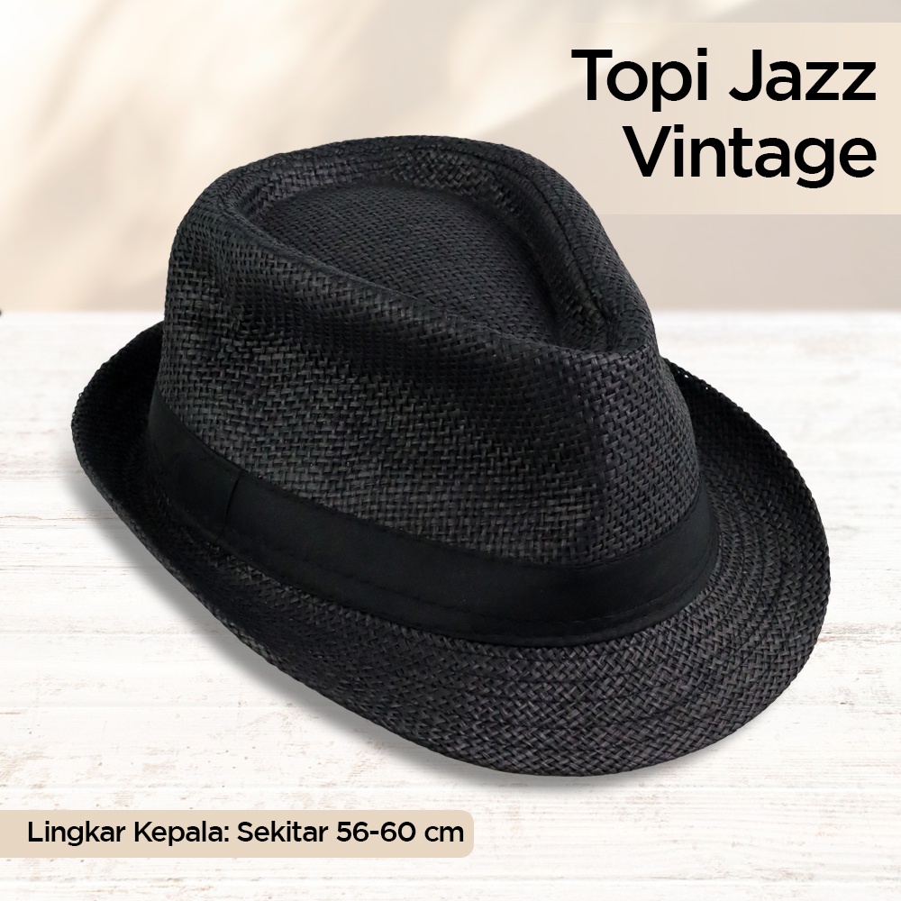 Yingrui Topi Laken Jazz Vintage - OMFH27BK  Black