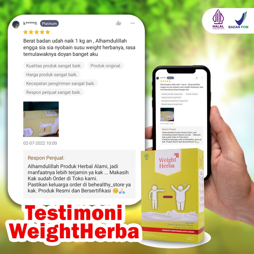 [TERLARIS] Weight Herba Paket 5 Box - 100% Original Susu Penggemuk Penambah Berat Badan &amp; Nafsu Makan Tingkatkan Kalori Kualitas Tinggi &amp; Menambah Protein Terbaik