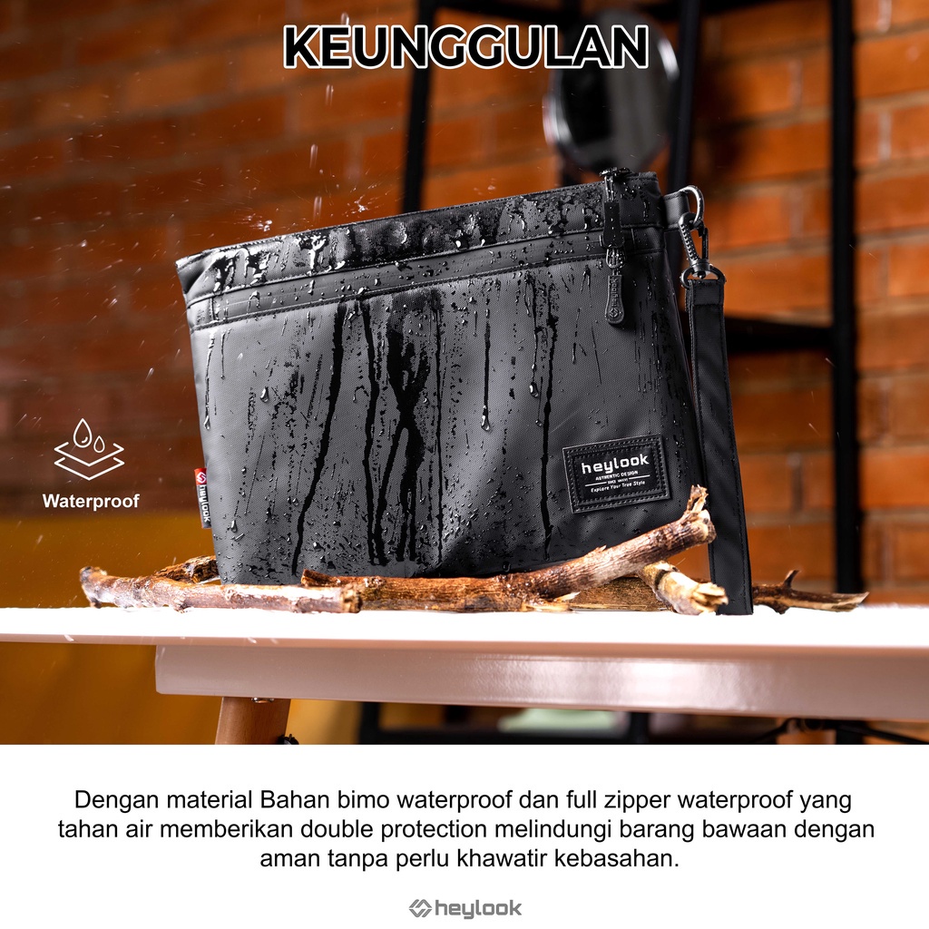 Clutch Bag Pouch Travel Handbag Pria Wanita Pouch Bag Organizer Tas Genggam Waterproof – HITAM