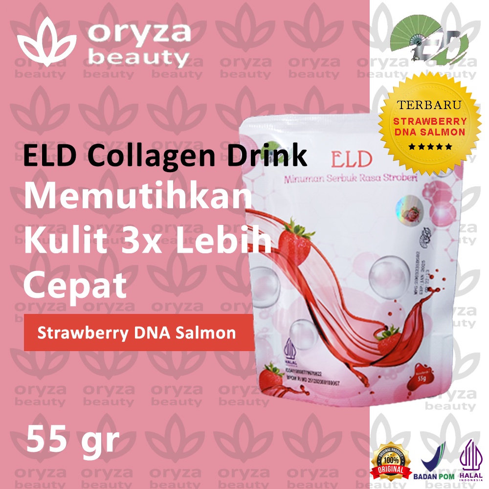 (TERBARU!!!) ELD Collagen Drink Rasa Strawberry DNA Salmon MInuman Pemutih Kulit 3x Lebih Cepat 55gr