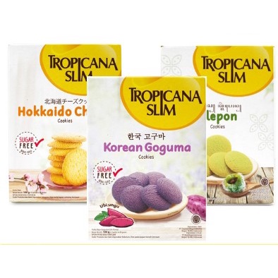 

Tropicana Slim Klepon, Hokkaido & Korean Goguma Cookies Biskuit Diet Rendah Kalori