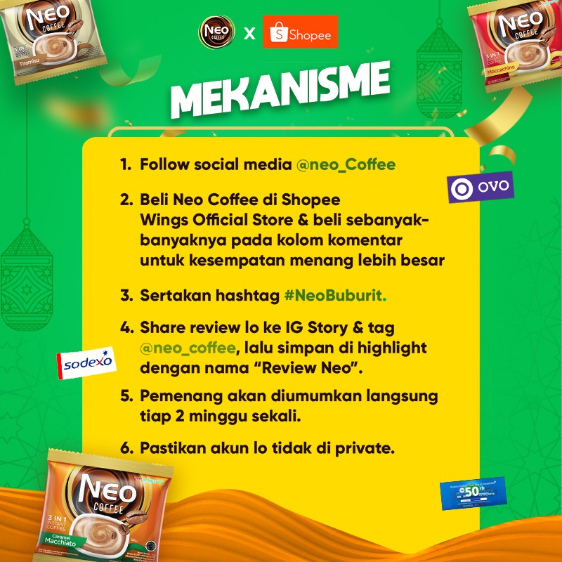 [Buy 2 Get 1] Neo Coffee Moccachino 200 gr x 2 - Free Neo Coffee Tiramisu 200 gr