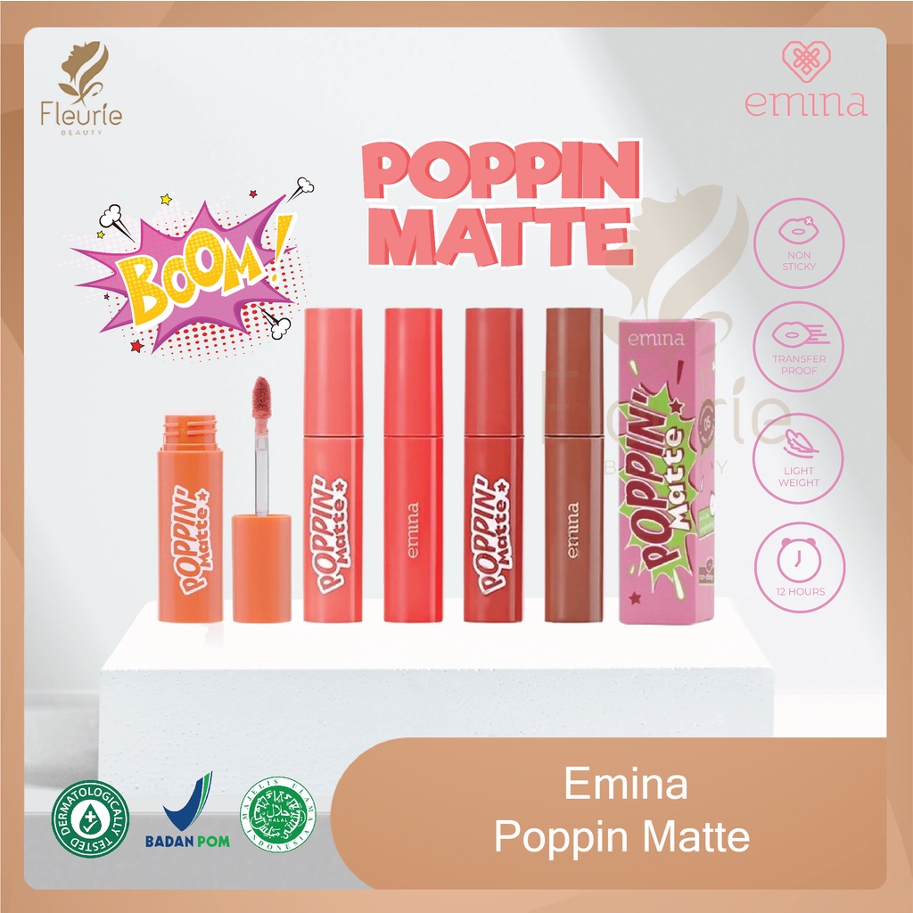 Emina Poppin Matte 4.5gr - Emina Lip Matte Longlasting Original BPOM