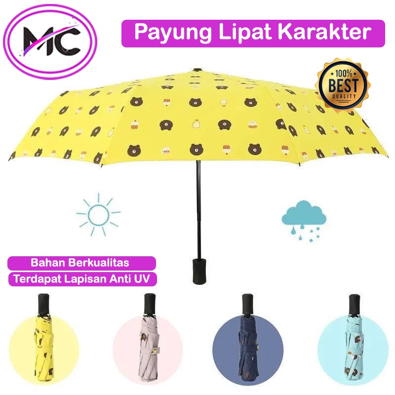 Payung Lipat Mini Anti UV Payung Serbaguna Anti Panas Dan Hujan Kualitas Terjamin Payung Motif Beruang