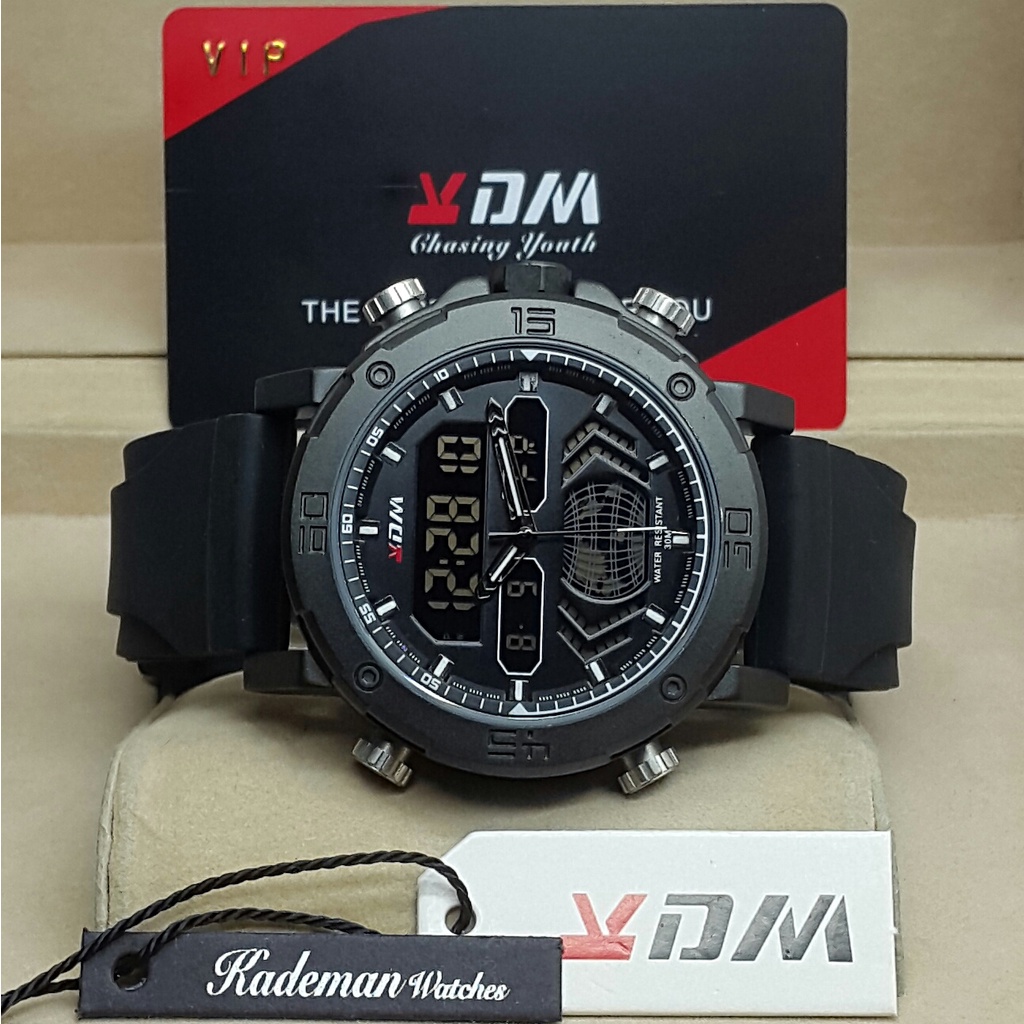 [COD] Jam Tangan Pria Kademan Original Strap Karet Rubber Double Time Analog Digital Water Resistant